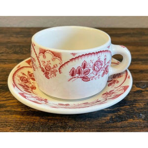 Vintage McNicol China Restaurant Ware Red Rose 1 Cup 1 Saucer Clarksburg WV